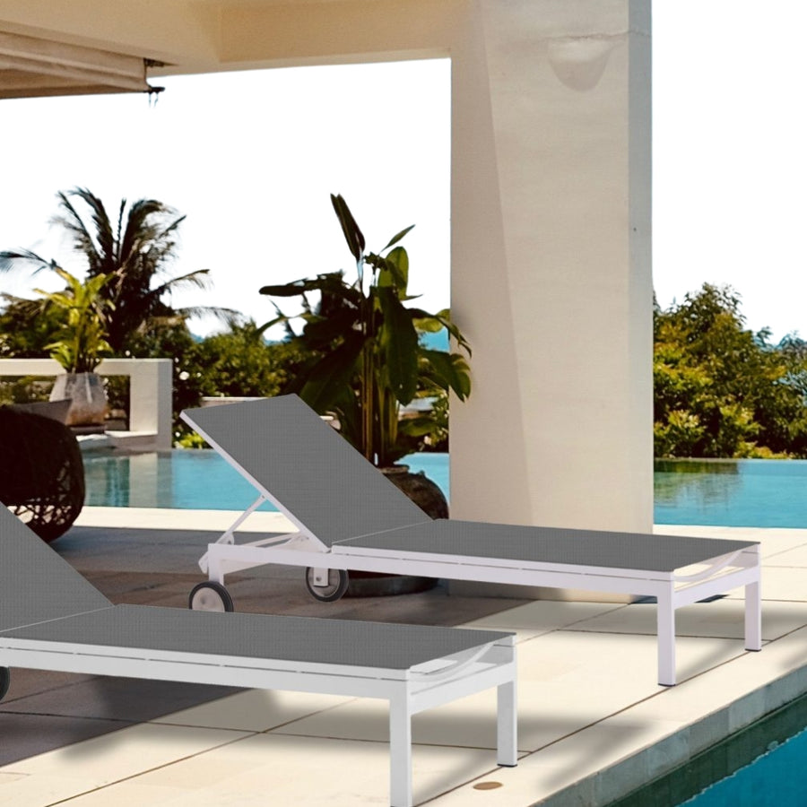 Bain de soleil SAO – aluminium blanc, toile Batyline® et dossier 5 positions – Mobika