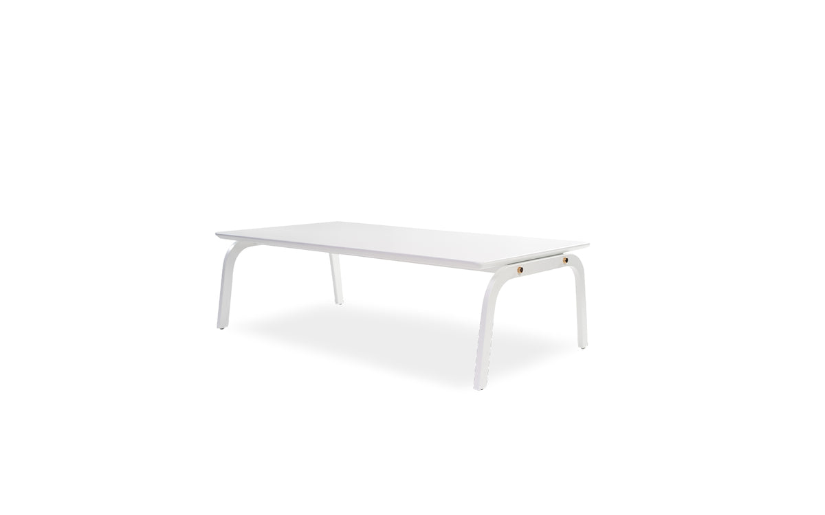 Table basse Ribbon MyFace blanche, vue trois-quarts