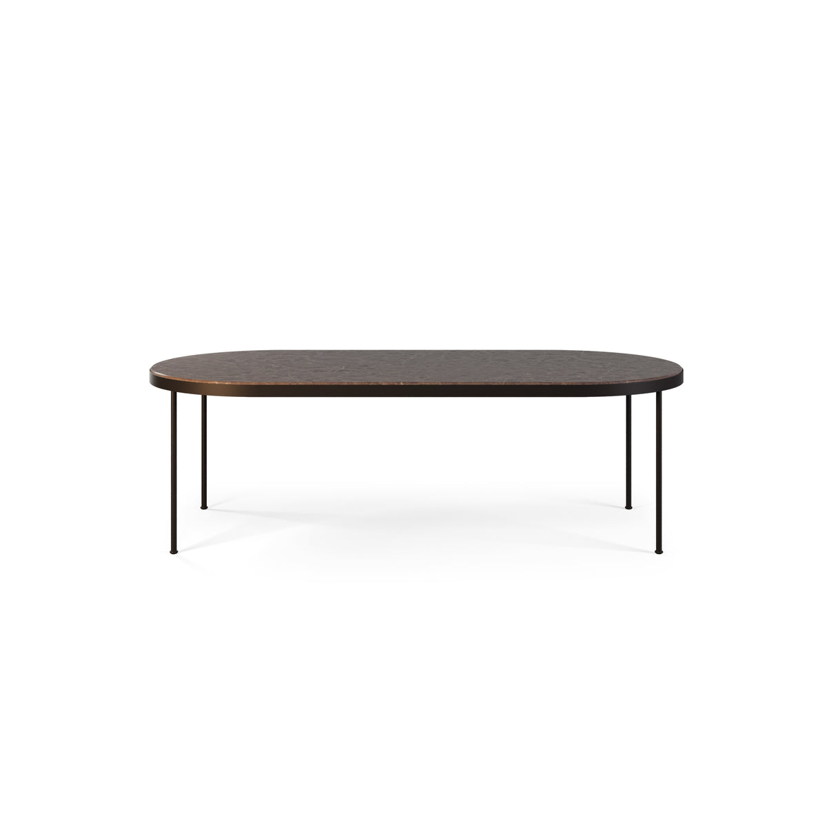Table à manger ovale Trace MyFace – vue de face, plateau brun