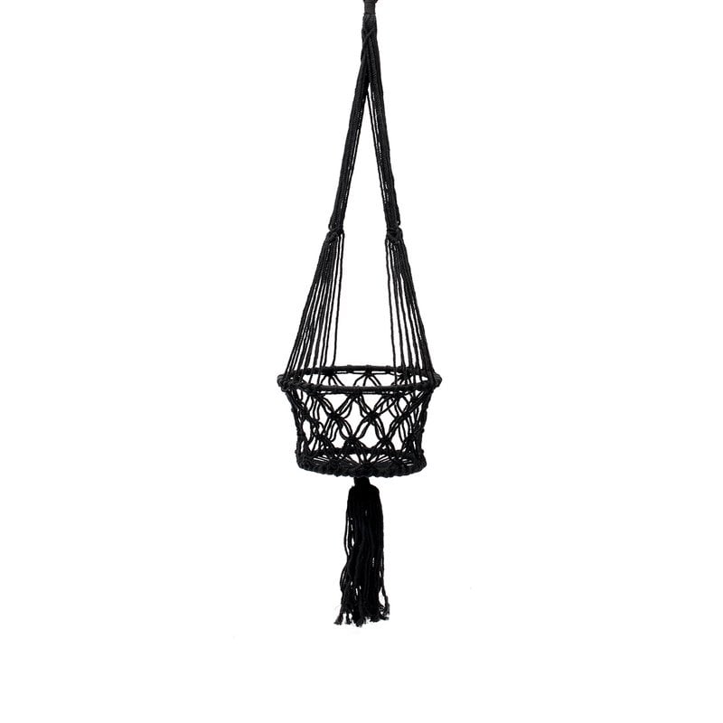 Suspension pour plantes en macramé noir, taille L – Bazar Bizar
