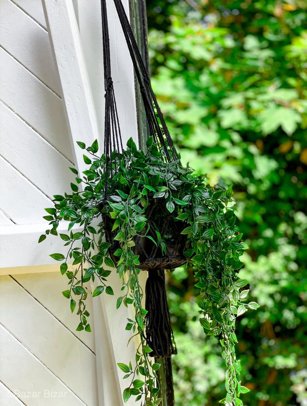 Suspension pour plantes en macramé noir, taille L