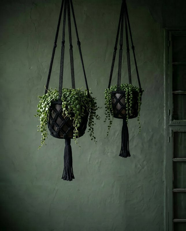 Suspension macramé noir M – vue 6 – Bazar Bizar