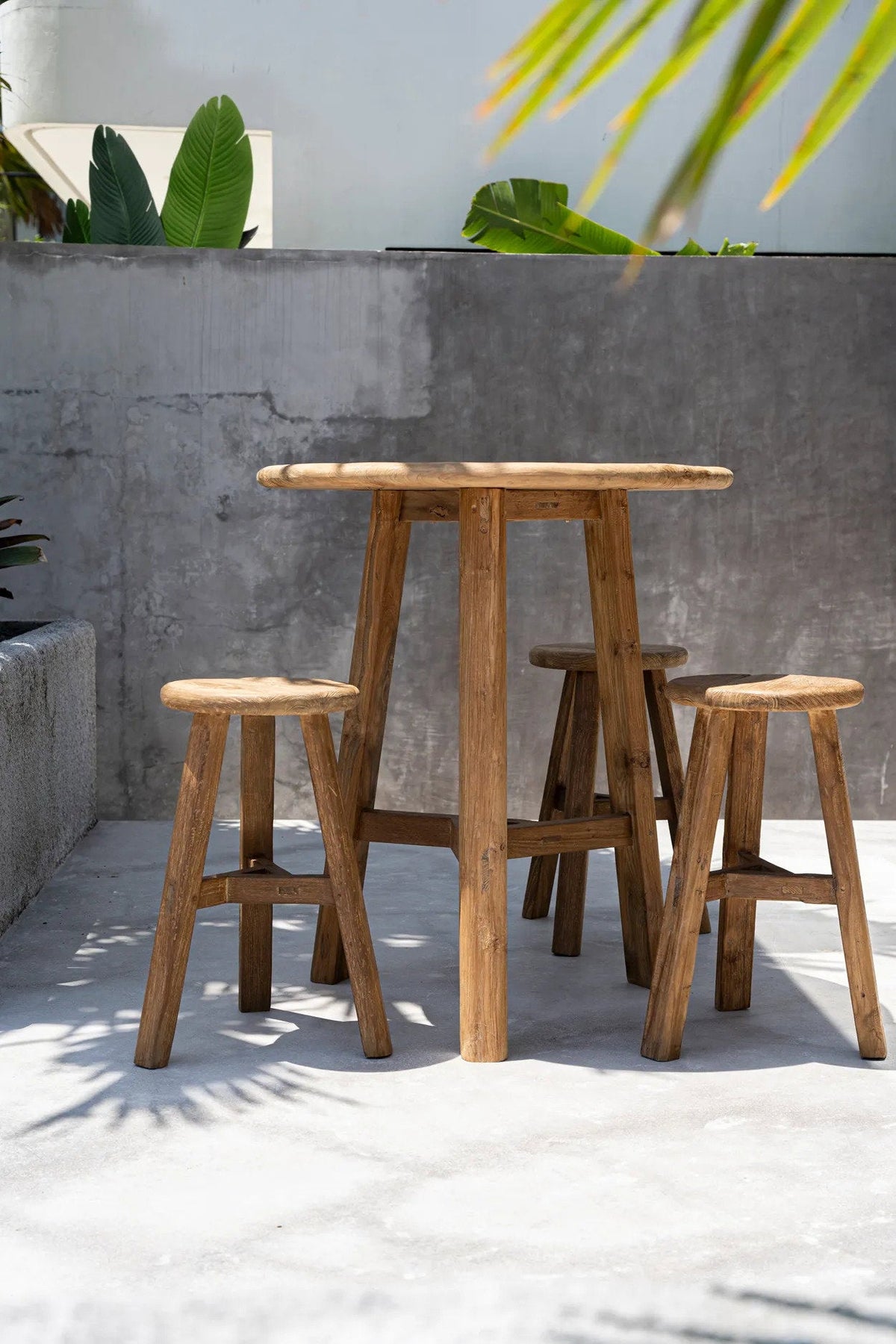 Table de bar extérieure FUSUMA en teck naturel
