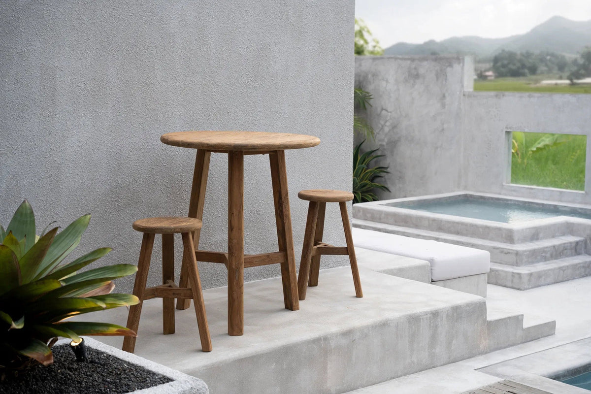 Table de bar FUSUMA en teck naturel, vue 3 – Bazar Bizar