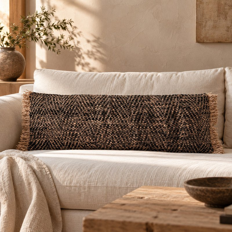 Housse de coussin OH MY GEE noir cuivre 35 × 100 cm en coton