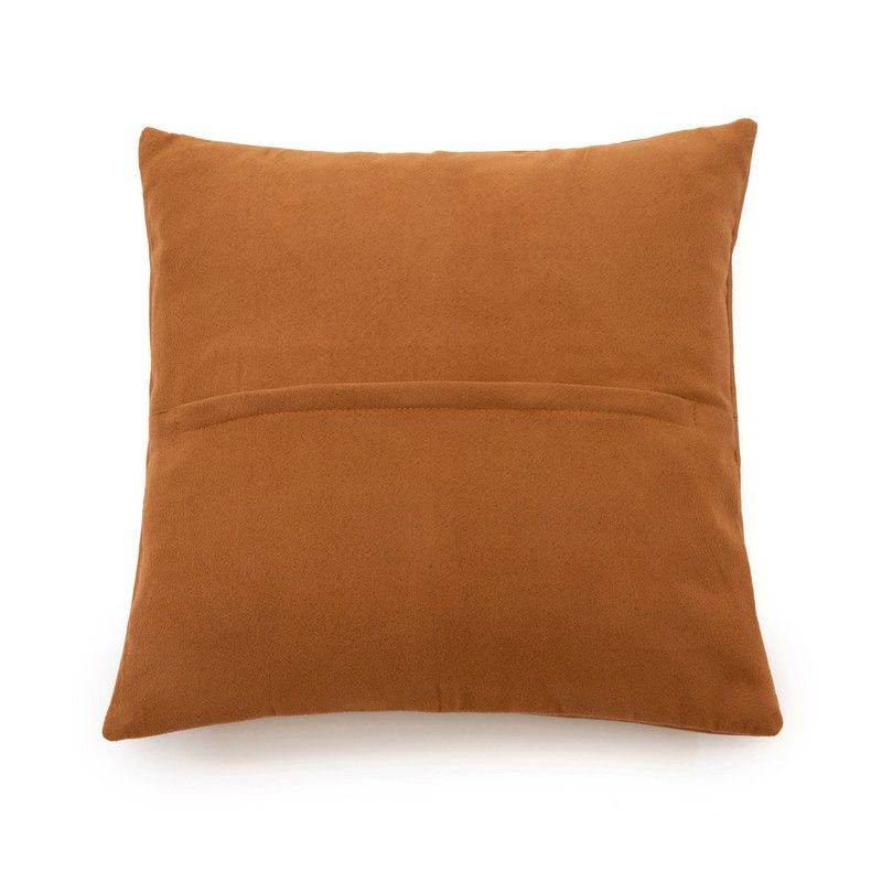 Housse de coussin en cuir quatre panneaux camel 40 × 40 cm
