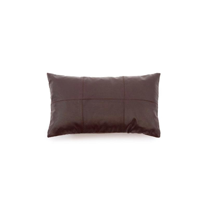 Housse de coussin en cuir six panneaux chocolat 30 × 50 cm – Bazar Bizar