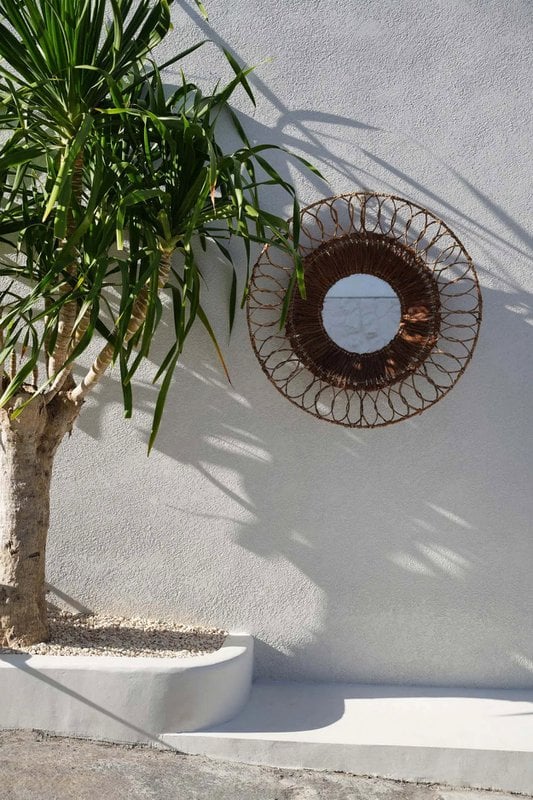 Miroir rond MONTEZUMA en feuille de bananier et fibres de coco, Ø 80 cm
