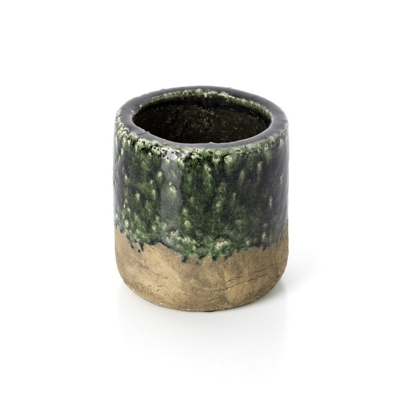 Jardinière MOSS en grès vert béton, taille M