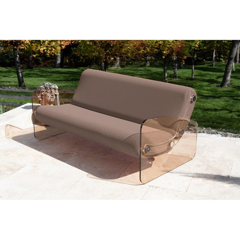 Canapé design 150 cm MW03 – Parois en PMMA coulé bronze, assise en mousse alvéolaire