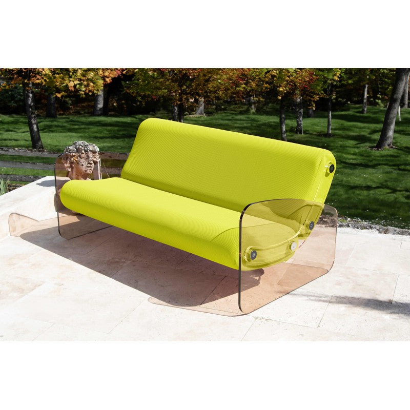 Canapé design 150 cm MW03 – Parois en PMMA coulé bronze, assise en mousse alvéolaire