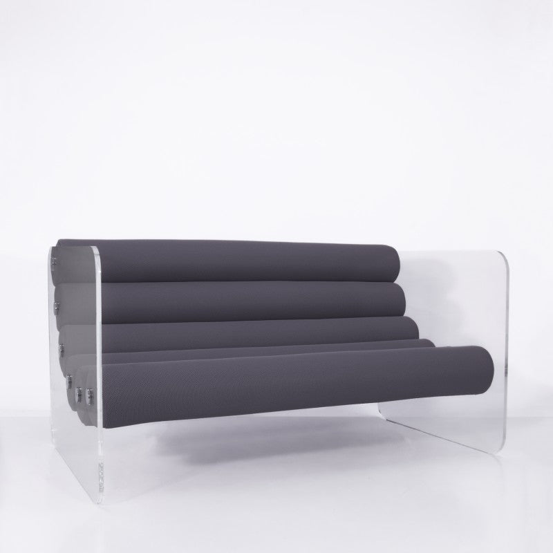 Canapé design MW02 – Parois en PMMA coulé, assise en mousse et tissu 3D