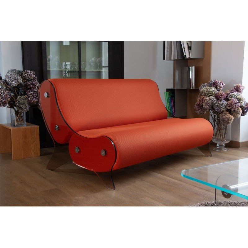 Canapé design MW06 – Parois en PMMA coulé bronze, assise en mousse alvéolaire