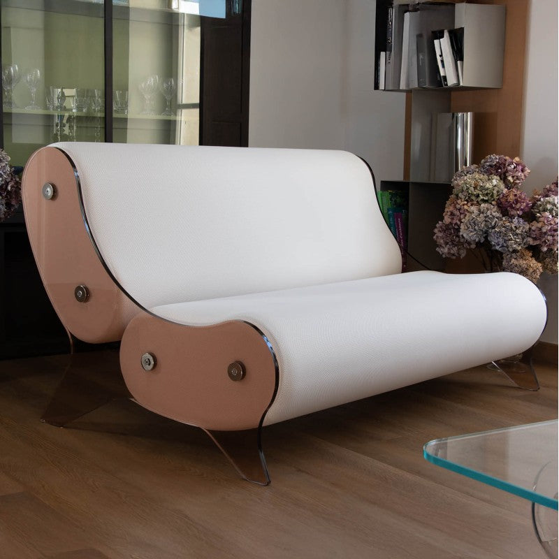 Canapé design MW06 – Parois en PMMA coulé bronze, assise en mousse alvéolaire