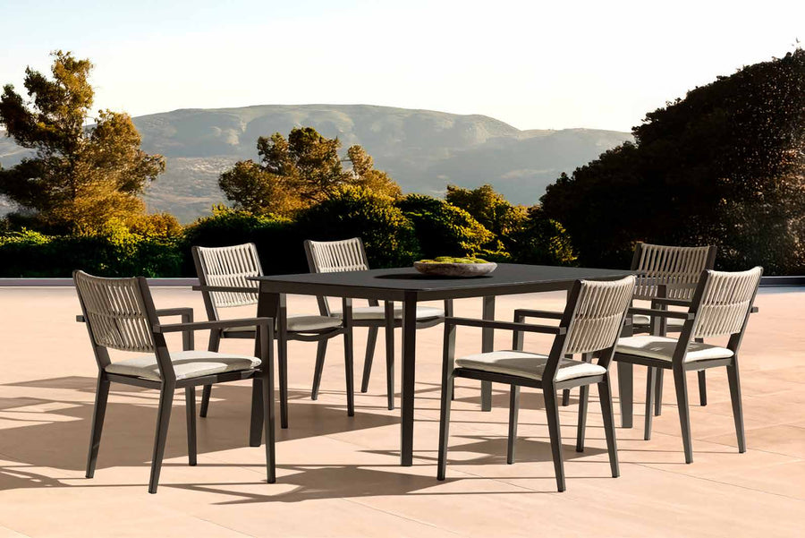 Chaise de repas extérieure BREEZE en aluminium et corde