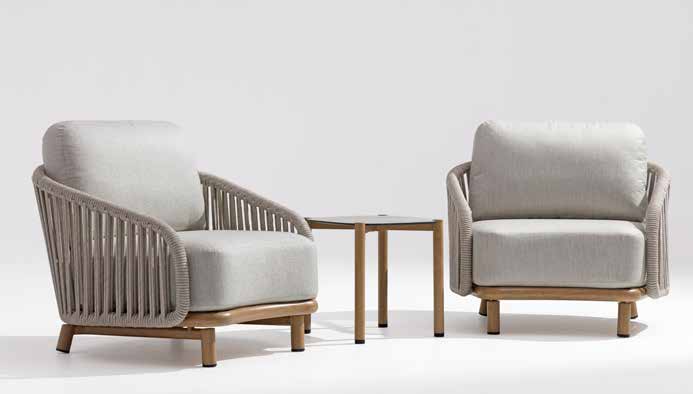 Fauteuil extérieur DELIGHT en aluminium effet bois et corde