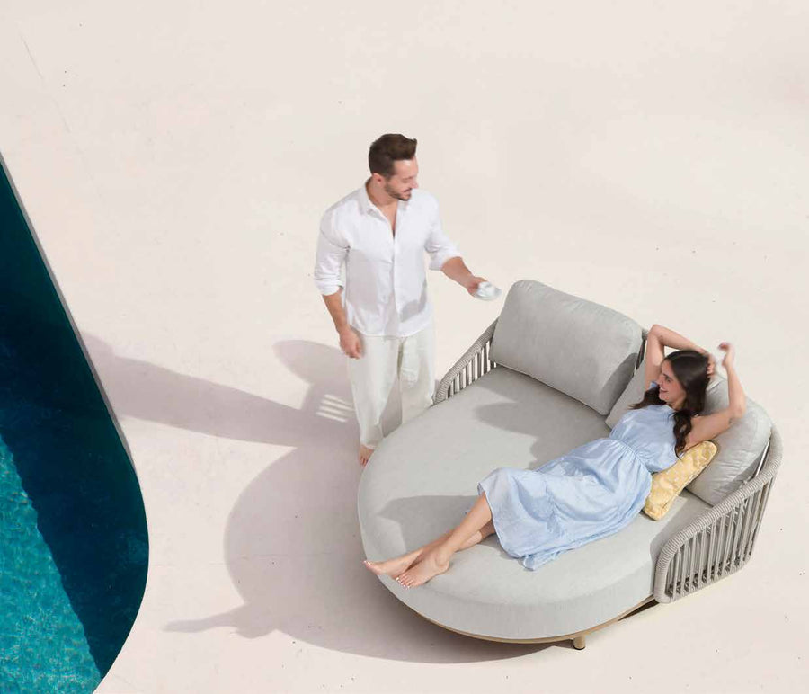 Daybed extérieur DELIGHT en aluminium effet bois et corde