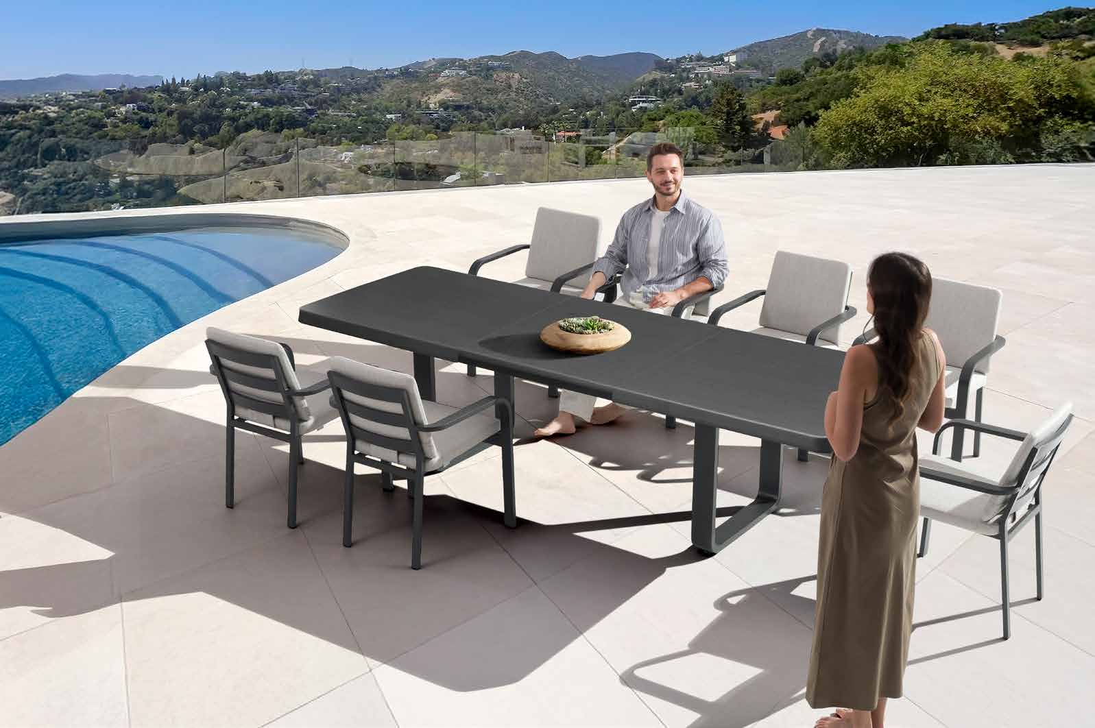 Ensemble repas extérieur SO CHIC avec table extensible et chaises