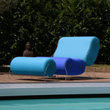 Ensemble MW06 Fauteuil bleu et turquoise et pouf design turquoise – parois en PMMA coulé, assise en mousse alvéolaire