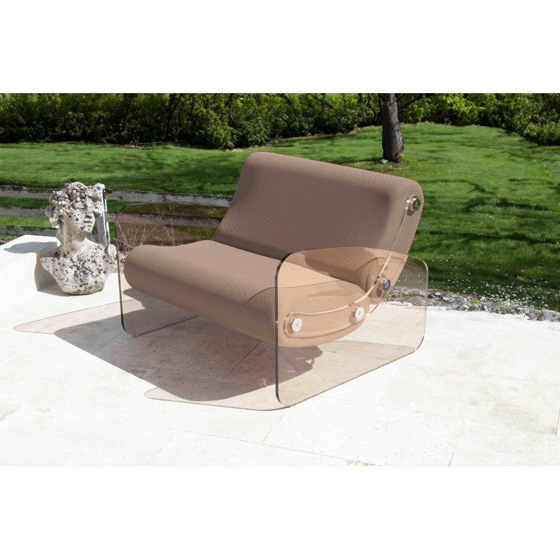 Fauteuil design XL MW03 – Parois en PMMA coulé bronze, assise en mousse alvéolaire