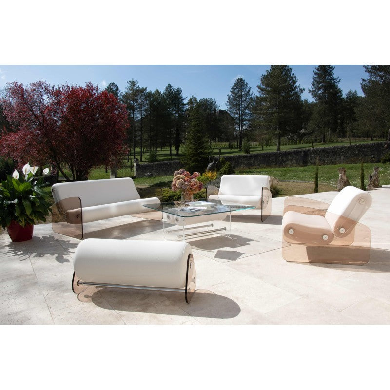 Fauteuil design XL MW03 – Parois en PMMA coulé bronze, assise en mousse alvéolaire