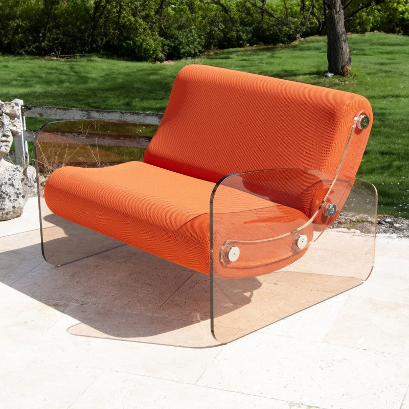 Fauteuil design XL MW03 – Parois en PMMA coulé bronze, assise en mousse alvéolaire