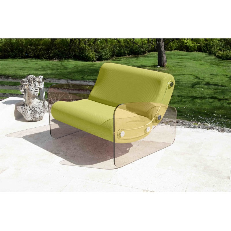 Fauteuil design XL MW03 – Parois en PMMA coulé bronze, assise en mousse alvéolaire