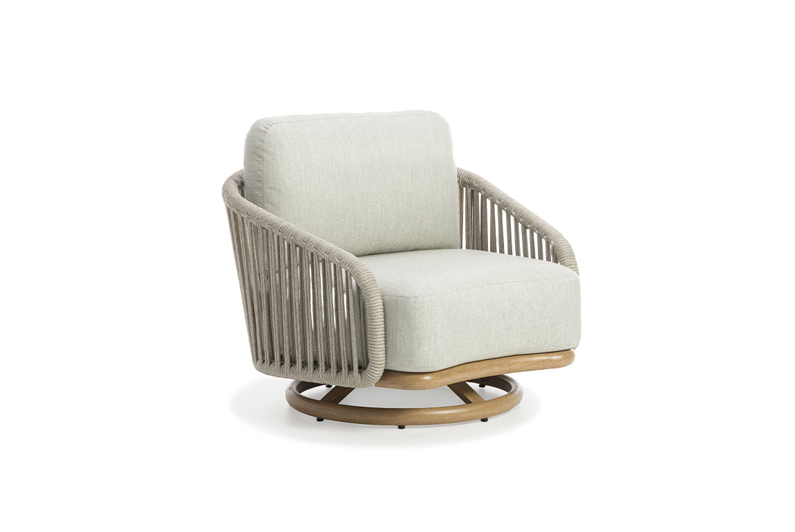 Fauteuil pivotant extérieur DELIGHT en aluminium effet bois