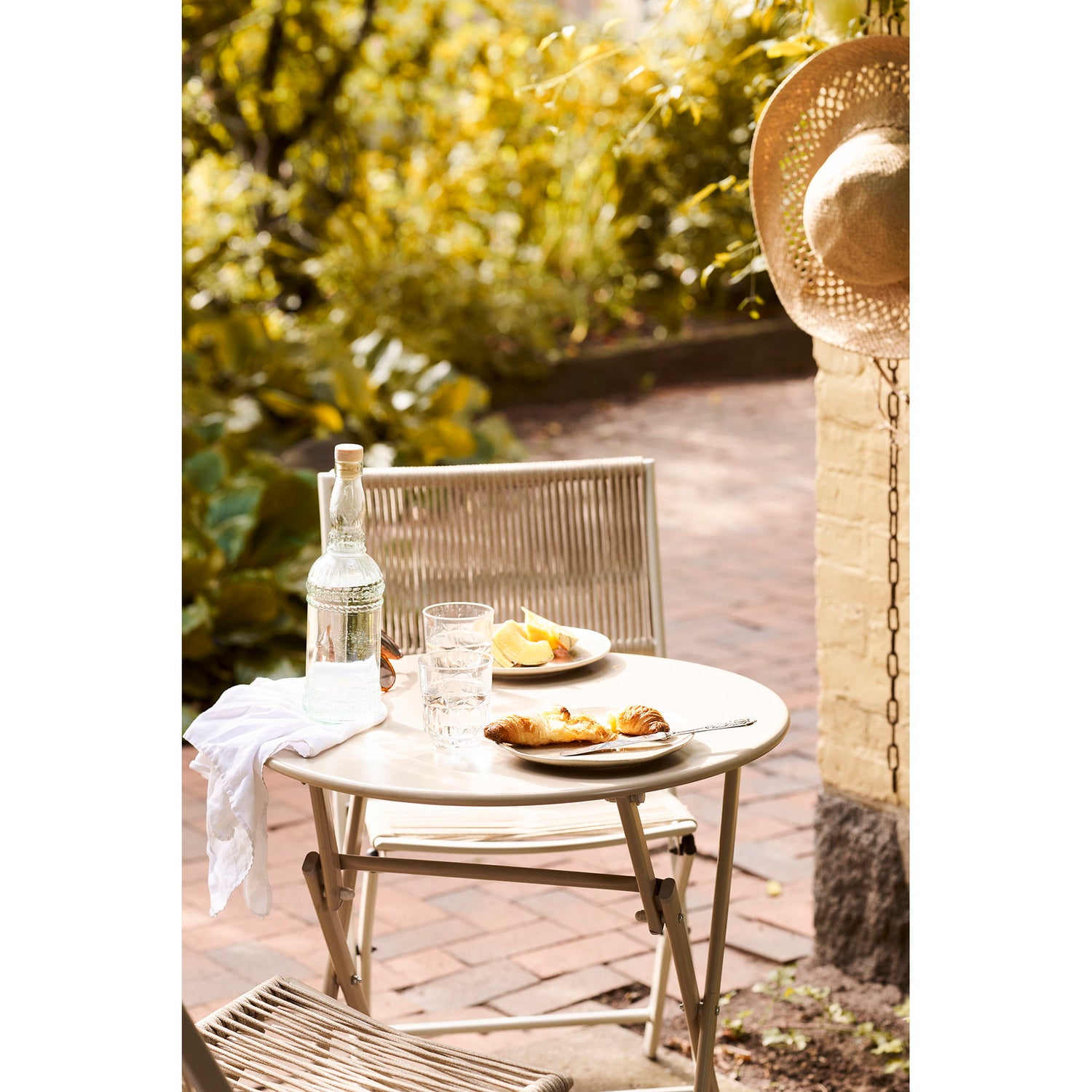 Ensemble bistrot ARCAS 2 places en corde et acier taupe