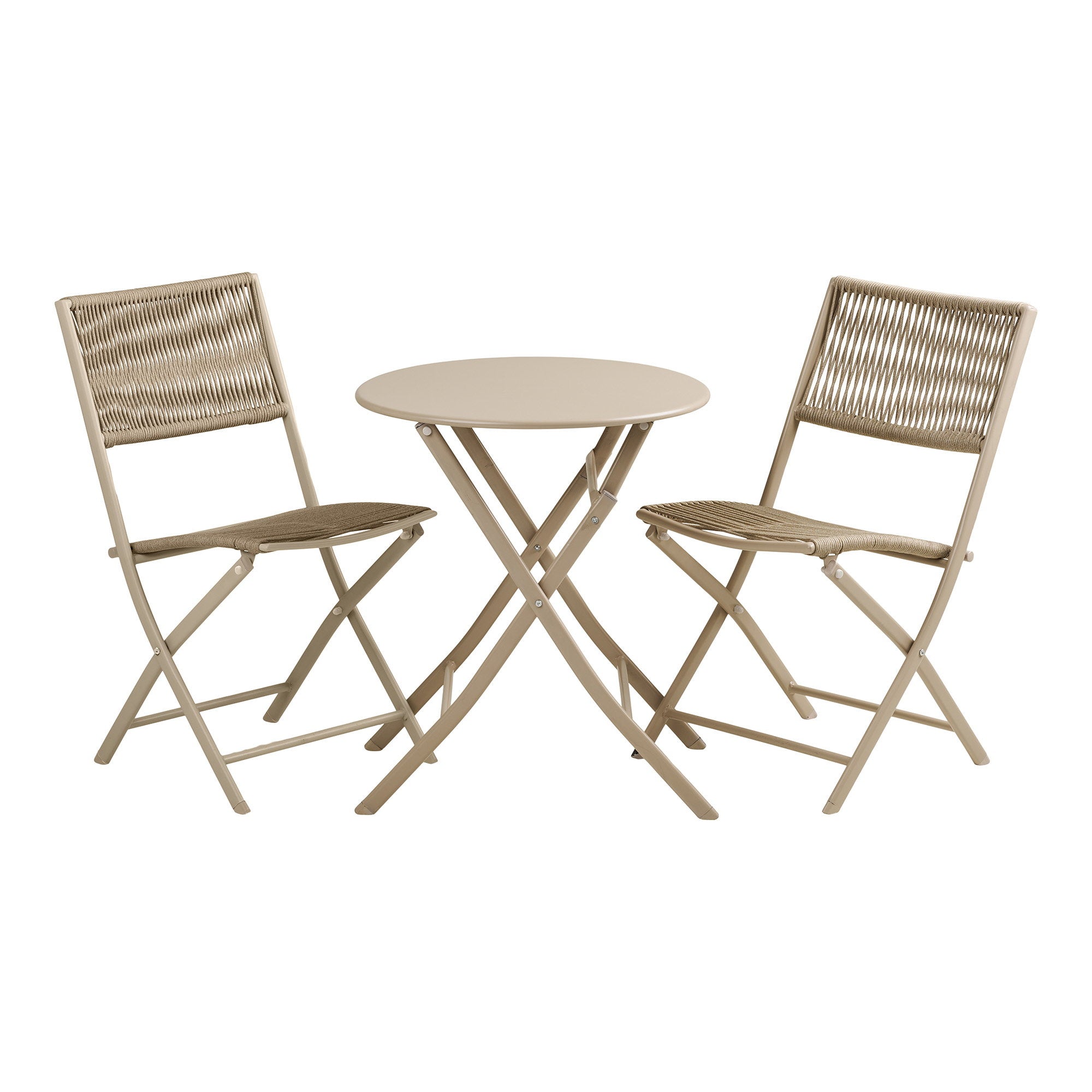 Ensemble bistrot ARCAS House Nordic en acier et corde taupe