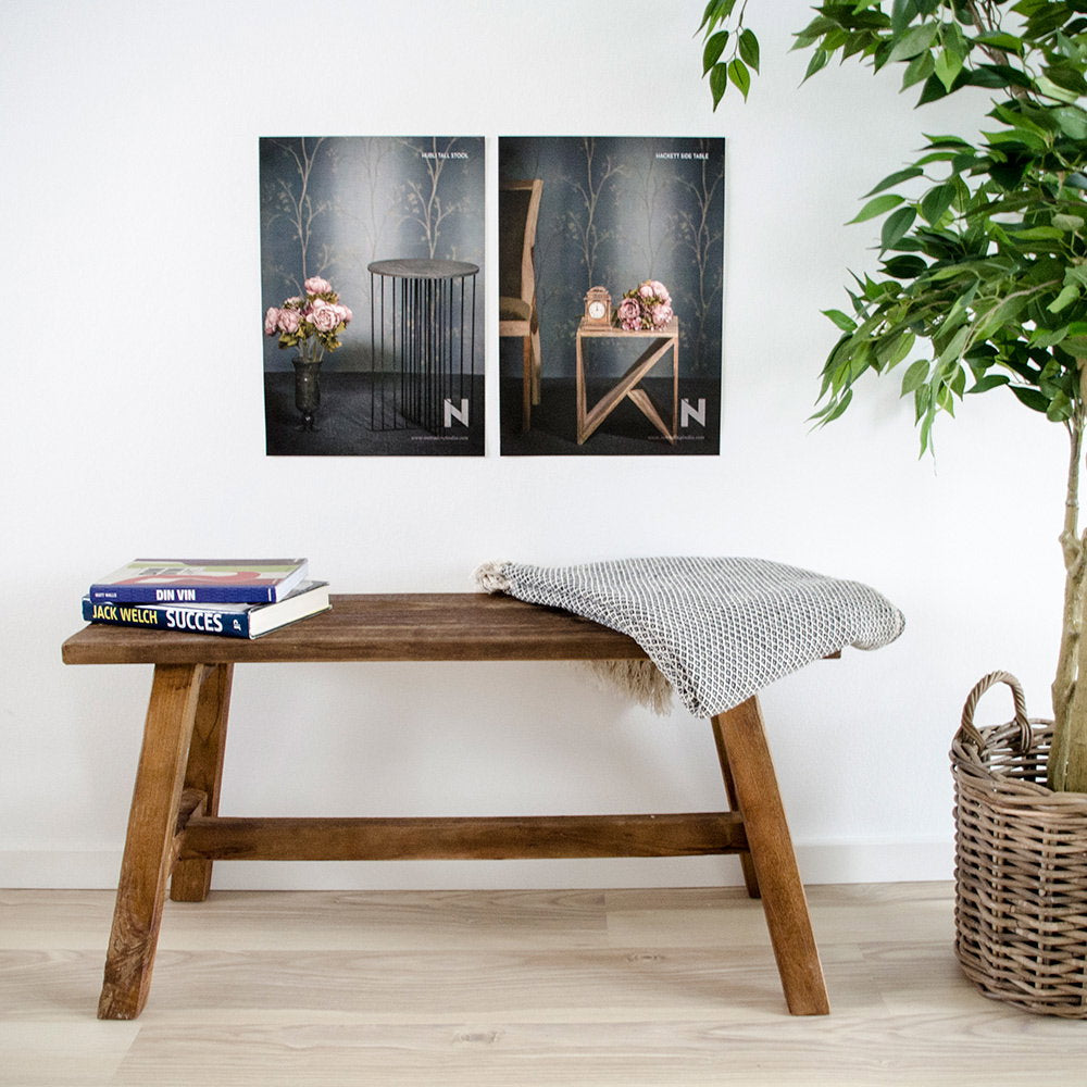 Banc BARCELONA 90 cm en teck recyclé naturel – vue latérale