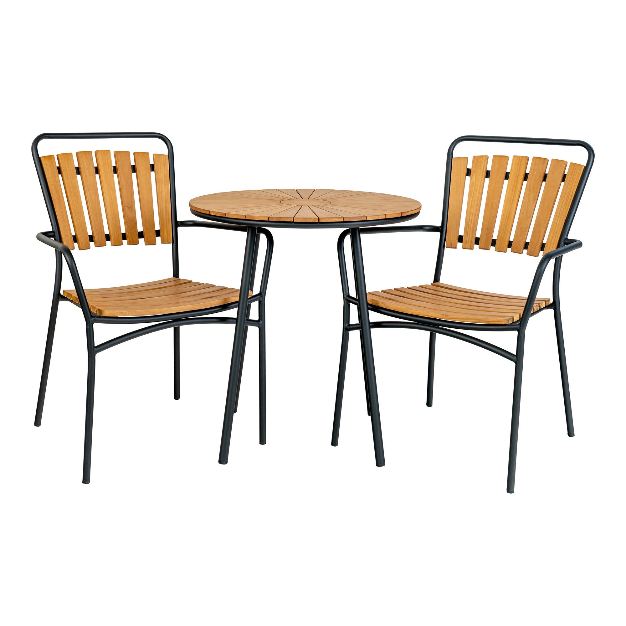 Table bistrot CLEVELAND en teck naturel et métal noir – vue secondaire