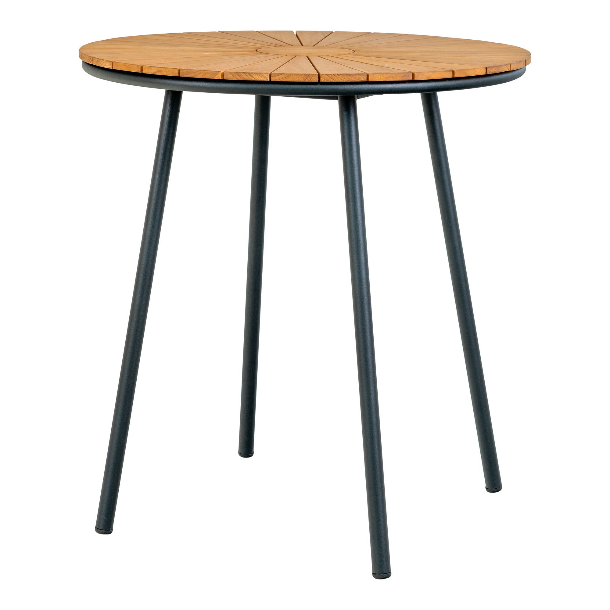 Table bistrot CLEVELAND en teck naturel et métal noir – vue principale
