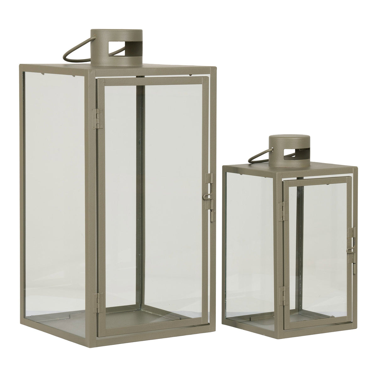 Lot de 2 lanternes CORFU en acier vert et verre