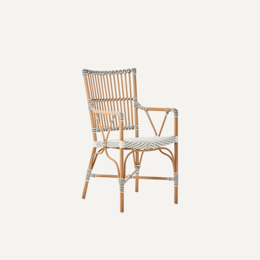 MONIQUE WHITE &amp; CAPUCCINO ARMCHAIR