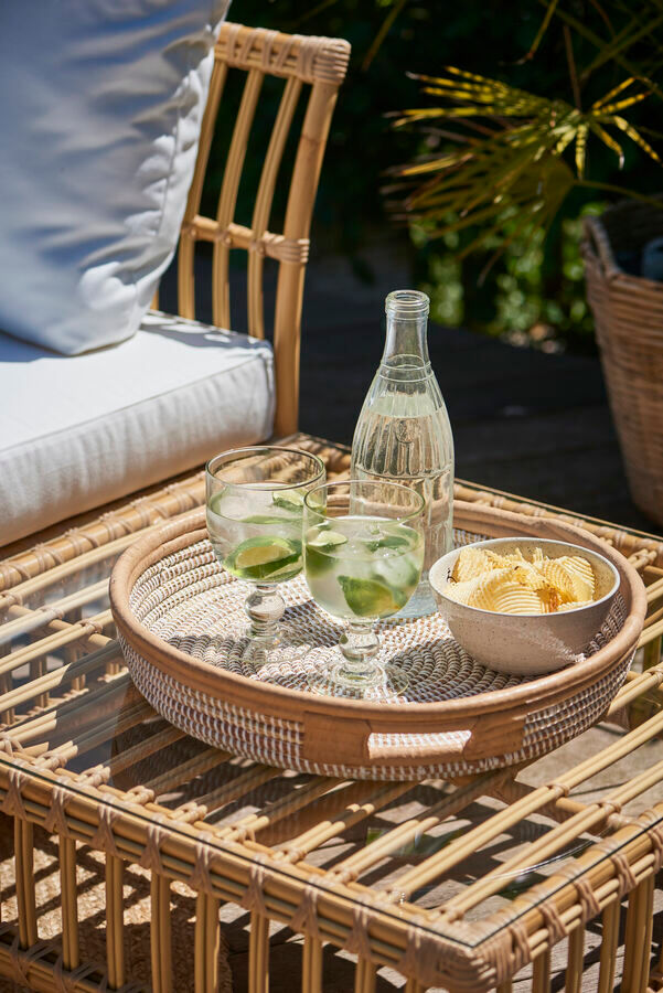 CAROLINE COFFEE TABLE WITH GLASS TOP