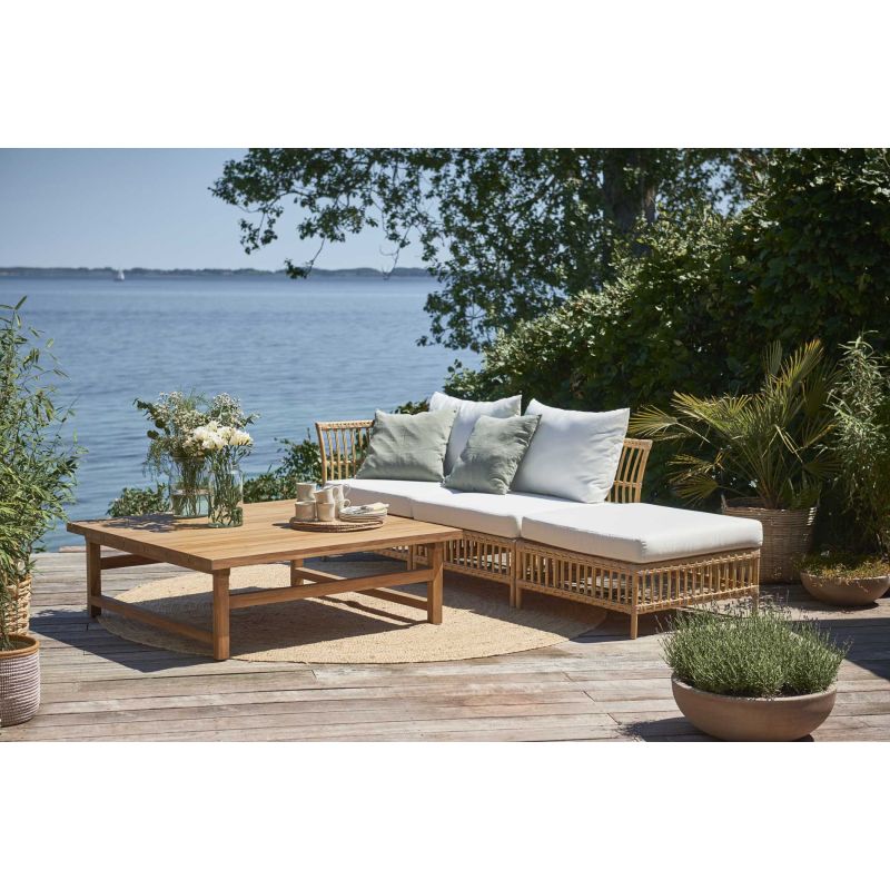 Julian square coffee table in openwork teak 120 x 120 cm