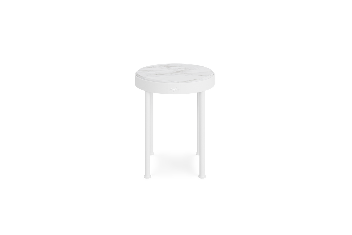 Table d’appoint Trace MyFace – table d’extérieur en marbre et acier inoxydable